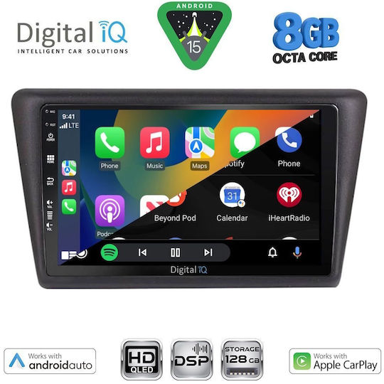 Digital IQ Car Audio System for Skoda Rapid 2014-2019 with Clima (Bluetooth/USB/WiFi/GPS/Apple CarPlay/Android Auto) with 9" Touch Screen