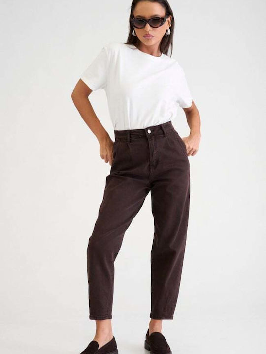 Women's Jean Pants in Balloon Leg Style Brown