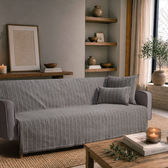Teoran Macon Покривка За Четириместен Диван 180x350см Антрацитено Сив