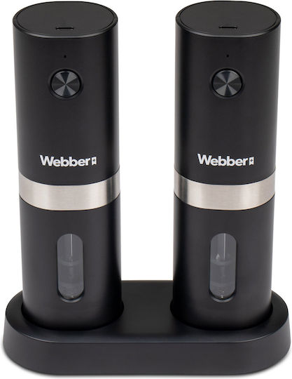 Webber Комплект Електрически Мелници за Подправки от Пластмаса в Черен Цвят 16cm 2бр