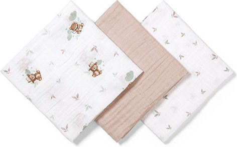 Babyono Muslin Swaddle Blankets Beige 70x70cm 3pcs Babyono Muslin Swaddle Blankets Beige 70x70cm 3pcs