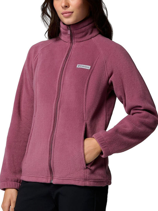 Benton Springs Full Fleece Women's Cardigan with Zipper Pink