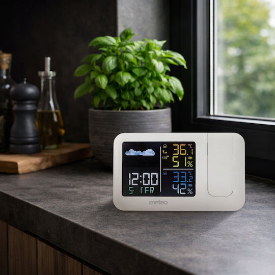 Meteo Kabellose Wetterstation Digital Tischplatte Weiße