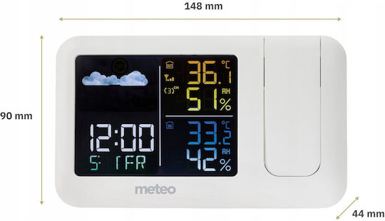 Meteo Kabellose Wetterstation Digital Tischplatte Weiße