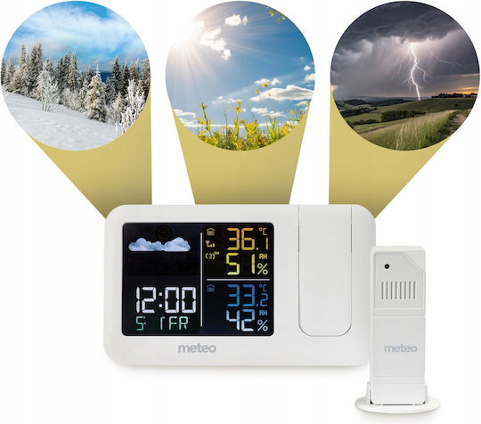 Meteo Kabellose Wetterstation Digital Tischplatte Weiße