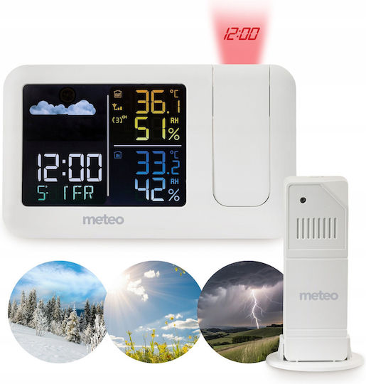 Meteo Kabellose Wetterstation Digital Tischplatte Weiße