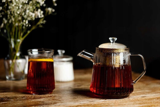 Vialli Design Стъклена чайник с филтър Златиста 900ml