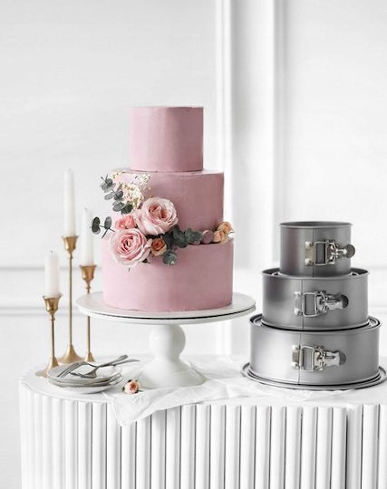 Patisse Cake Baking Tin from Stainless Steel with Removable Bottom 3 Pieces Patisse Cake Baking Tin from Stainless Steel with Removable Bottom 3 Pieces