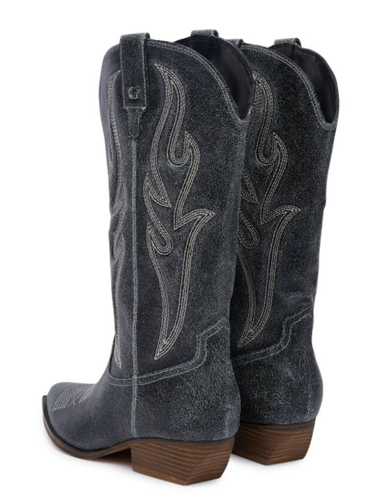 Damen-Cowboystiefel aus Leder Schwarz