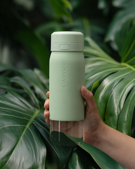 Wessper Бутилка За Вода Стъклена С Винт Капак Зелена 700ml