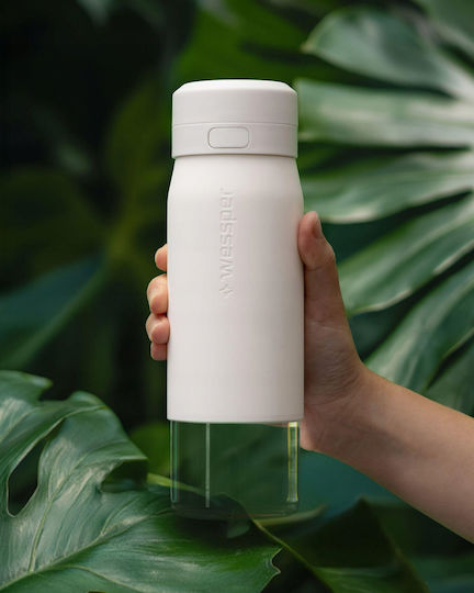 Wessper Бутилка за Вода от Стъкло с Винтов Капак Бял 700ml