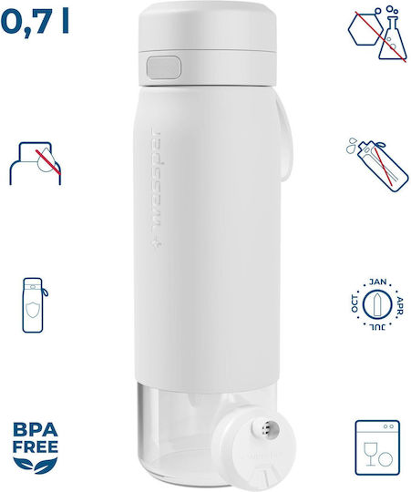 Wessper Бутилка за Вода от Стъкло с Винтов Капак Бял 700ml