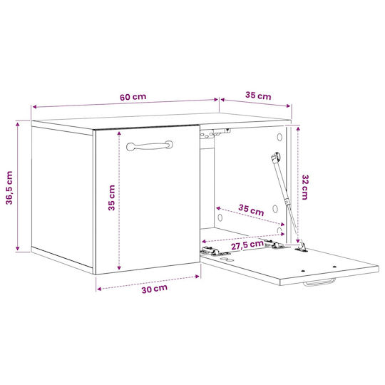 vidaXL Плот Без Мивка Ш60xД36.5xВ35cm Дъб