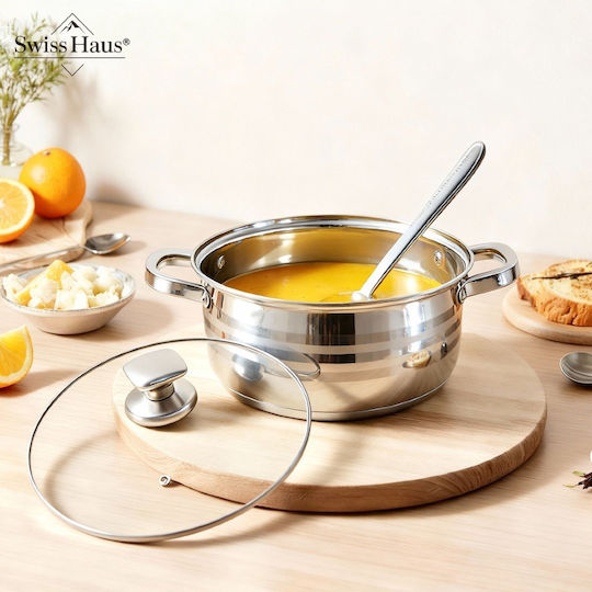 Swiss Haus Stainless Steel Saute Pan with Lid with Ceramic Coating 28cm