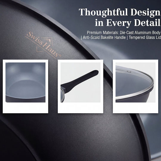 Swiss Haus Aluminum Pan with Lid with Non-Stick Coating 28cm