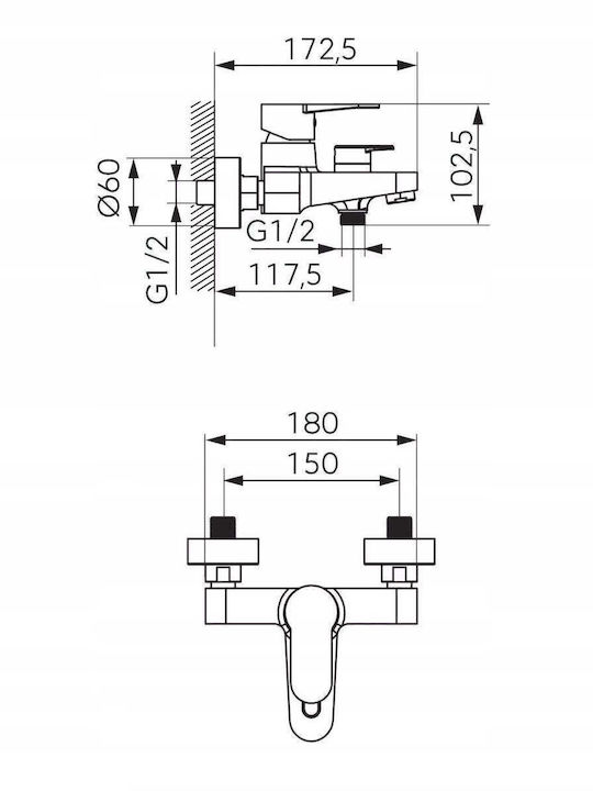 Ferro Mixing Bath Faucet Silver