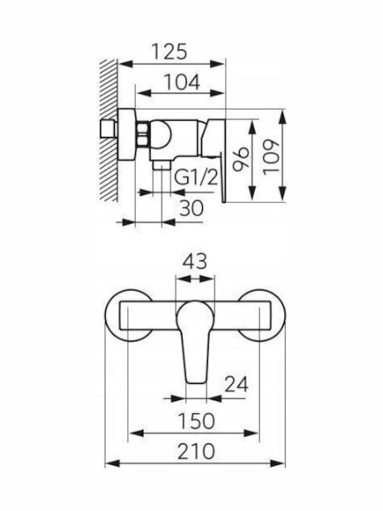 Ferro Mixing Shower Faucet Silver