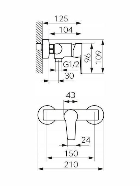 Ferro Mixing Shower Faucet Silver
