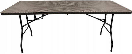 Plastic Catering Outdoor Foldable Table with Metal Frame Technorattan 180x74x74cm