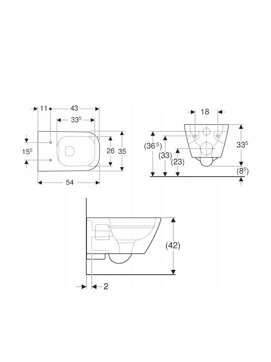 Geberit Selnova Square Λεκάνη Κρεμαστή Λευκή 4025410757579 Geberit Selnova Square Λεκάνη Κρεμαστή Λευκή 4025410757579