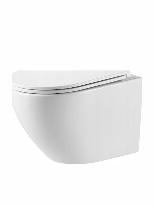Omnires Wandhängende Toilette mit Duroplast Weiß Abdeckung