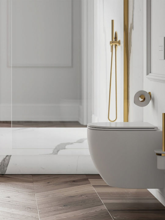 Omnires Wandhängende Toilette mit Duroplast Weiß Abdeckung