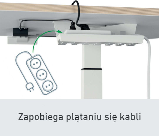 Електрическо Бюро Стъклено Бяло С Метални Крака И USB Портове 80x60x130см