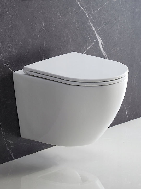 Omnires Wandhängende Toilette mit Duroplast Weiß Abdeckung