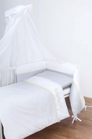 Estilex White Zigzag Baby Bedding Set For Crib