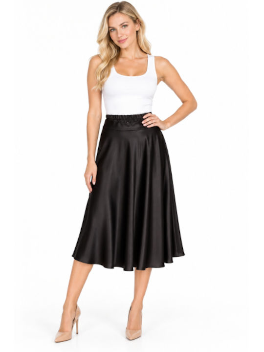 Leather Midi Skirt Black WB-12644-27SK-Black