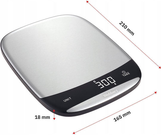 Webber Digitale Küchenwaage mit Eimer bis 10kg Inox
