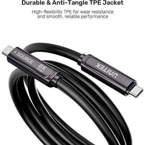Unitek Cablu Video USB-C Masculin - USB-C 60W PD Negru 5m