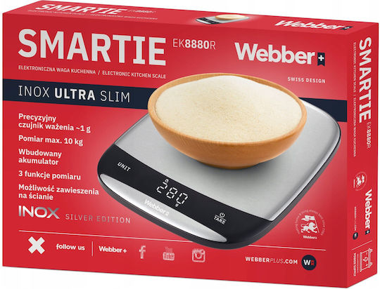 Webber Digitale Küchenwaage mit Eimer bis 10kg Inox