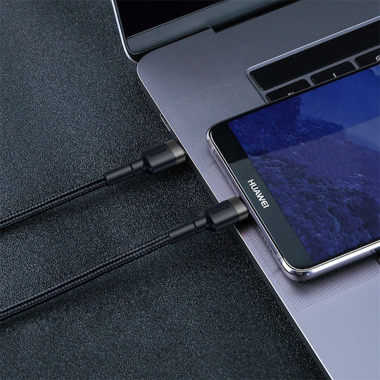 Baseus Cafule Braided USB 2.0 Cable USB-C Male - USB-C 60W Black 2m CATKLF-GG1