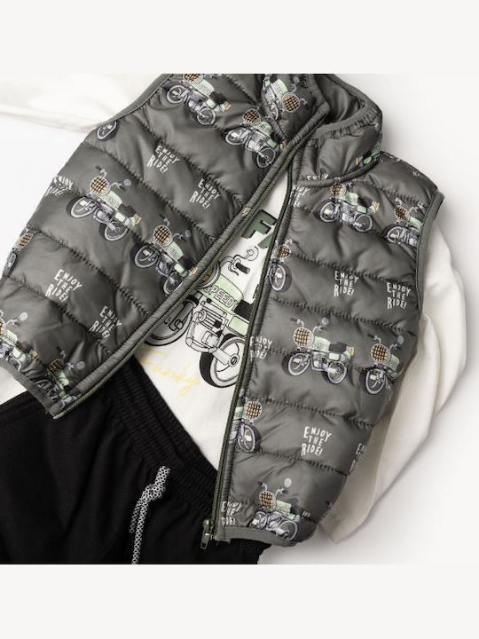 Funky Kids Set with Khaki Ecru Black Pants 3 Pieces