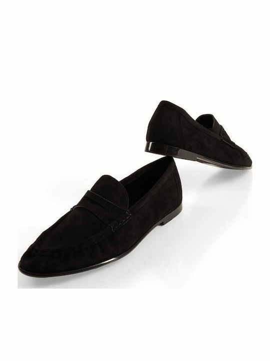 Suede Γυναικεία Loafers σε Μαύρο Χρώμα