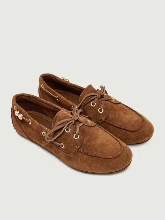 Wildleder Damen Bootsschuhe in Braun Farbe