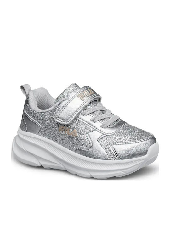 Kids Sneakers With Hoop & Loop Closure Silver