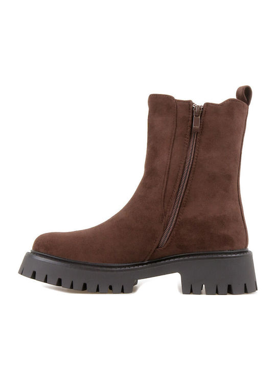 Suede Women's Chelsea Ankle Boots Brown