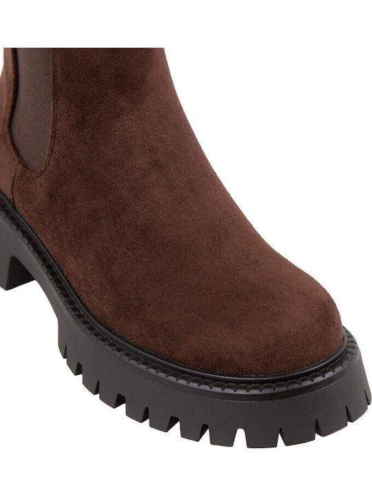 Suede Women's Chelsea Ankle Boots Brown