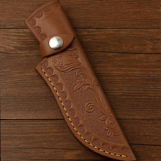 Cuțit Teacă Cuțit De Buzunar Fabricat Din Piele Pu De Înaltă Calitate Durabil Elegant Închidere Securizată Cu Capsă Design Gravurat Lame Până La 11 Cm 18.5 Cm Maro Pristyle