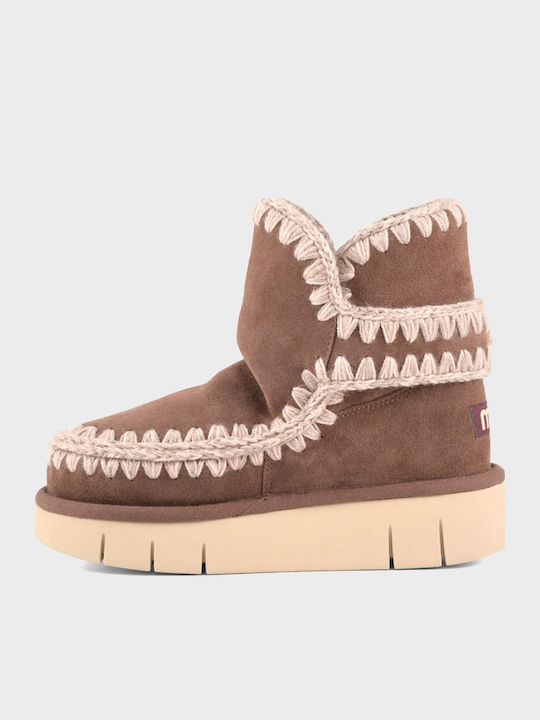 Eskimo Leather Women's Ankle Boots with Platform Brown