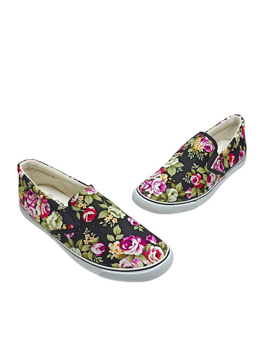Damen Slip-Ons Stoff Schwarz