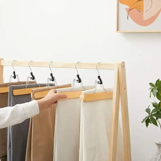 Songmics Agățătoare de Haine pentru Pantaloni din Lemn Bej 12 Bucăți