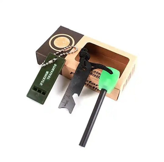 Set Două Kituri de Supraviețuire Camping Depox Fluier din Oțel Inoxidabil 11 Cm