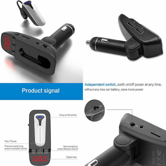 FM Transmitter Αυτοκινήτου με Bluetooth / AUX / USB