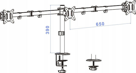Brateck Бюро стойка за 2 монитора до 27" (LDT66-C034)