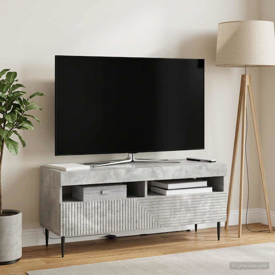 Mobilă TV Dulap cu Iluminare LED Gri Beton L100xA35xÎ43cm