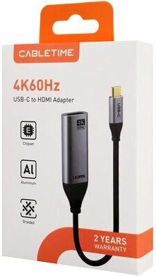 Cabletime CT-C160-PU31-CMHDFN1 Конвертор USB-C мъжки към HDMI женски 50бр