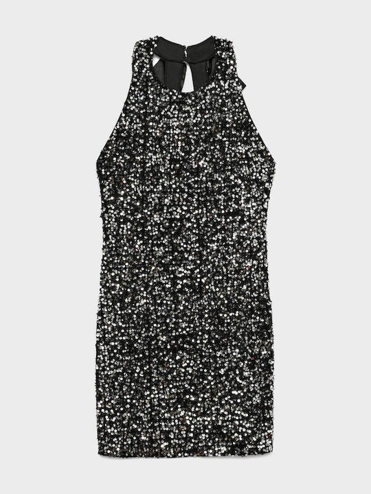 Bella Mini Evening Dress Open Back Black